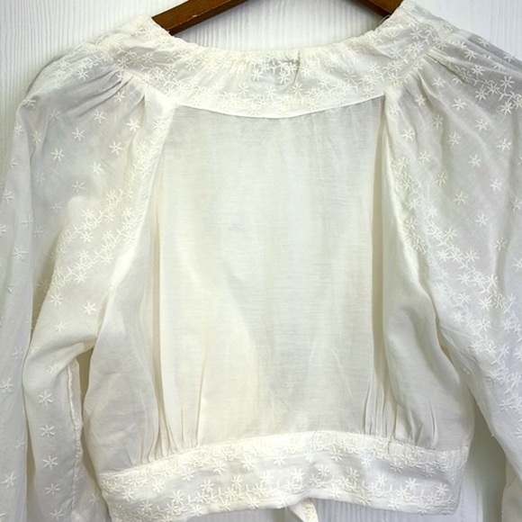 Urban Outfitters - NWT Alanis Ivory Embroidered Tie Long Sleeve Crop Size Small - Picture 14 of 14